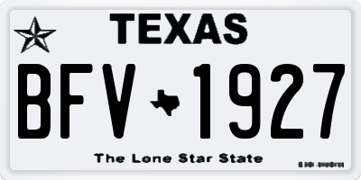 TX license plate BFV1927