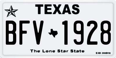 TX license plate BFV1928