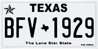 TX license plate BFV1929