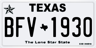 TX license plate BFV1930