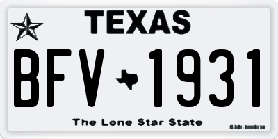TX license plate BFV1931