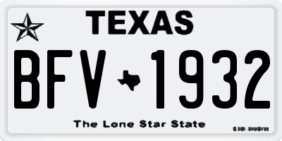 TX license plate BFV1932