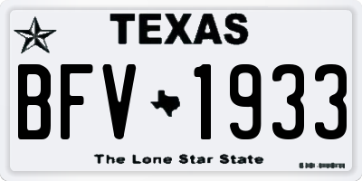 TX license plate BFV1933