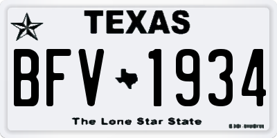 TX license plate BFV1934