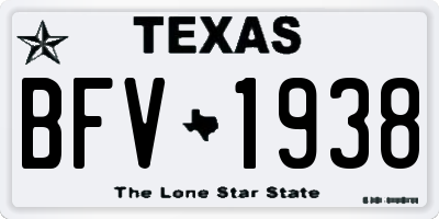 TX license plate BFV1938