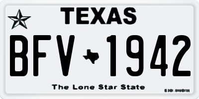 TX license plate BFV1942