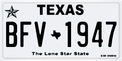 TX license plate BFV1947