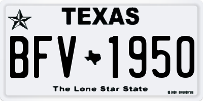 TX license plate BFV1950
