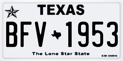TX license plate BFV1953