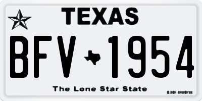 TX license plate BFV1954