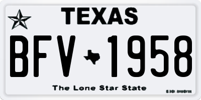 TX license plate BFV1958