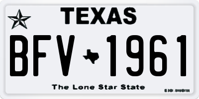 TX license plate BFV1961