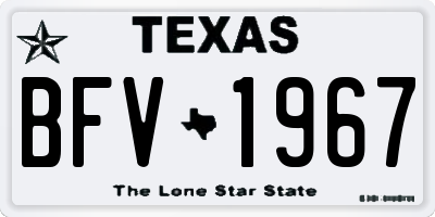 TX license plate BFV1967