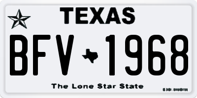 TX license plate BFV1968