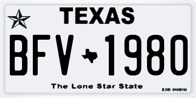 TX license plate BFV1980