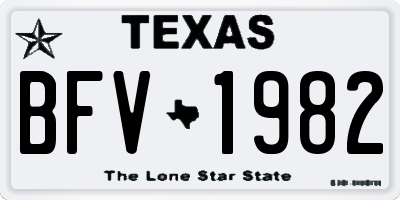 TX license plate BFV1982