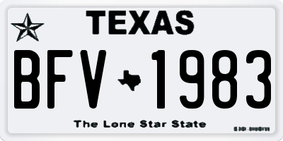 TX license plate BFV1983