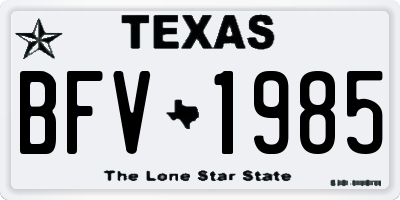 TX license plate BFV1985