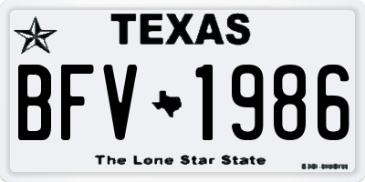 TX license plate BFV1986
