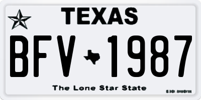 TX license plate BFV1987