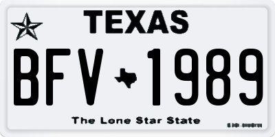 TX license plate BFV1989