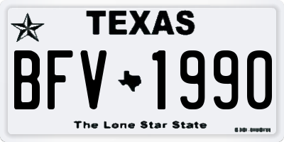 TX license plate BFV1990