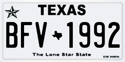 TX license plate BFV1992