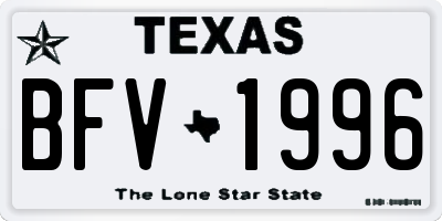 TX license plate BFV1996