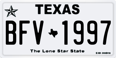 TX license plate BFV1997