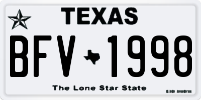 TX license plate BFV1998
