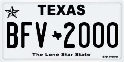 TX license plate BFV2000