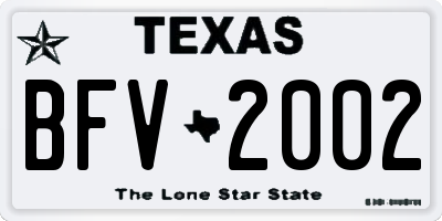 TX license plate BFV2002