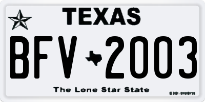 TX license plate BFV2003