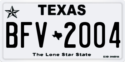 TX license plate BFV2004