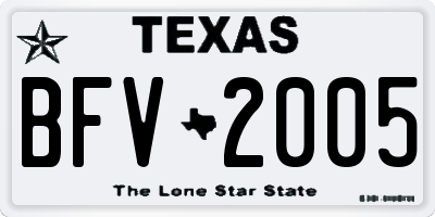 TX license plate BFV2005