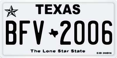 TX license plate BFV2006