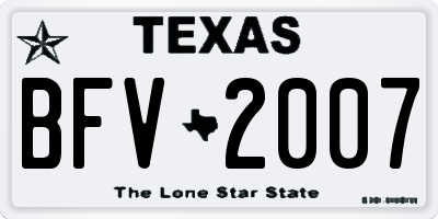 TX license plate BFV2007
