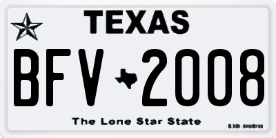 TX license plate BFV2008
