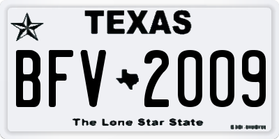 TX license plate BFV2009