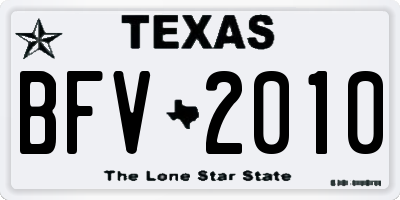 TX license plate BFV2010
