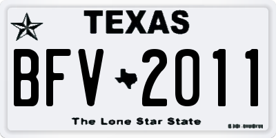 TX license plate BFV2011