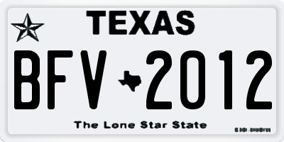 TX license plate BFV2012