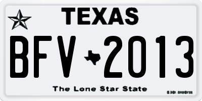 TX license plate BFV2013