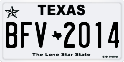 TX license plate BFV2014