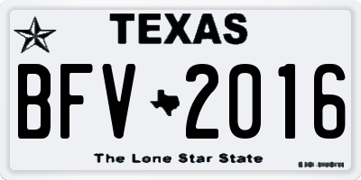 TX license plate BFV2016