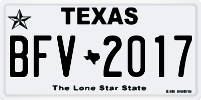 TX license plate BFV2017