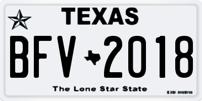 TX license plate BFV2018