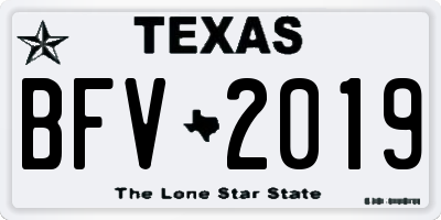 TX license plate BFV2019