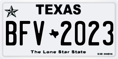TX license plate BFV2023