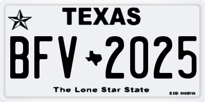 TX license plate BFV2025